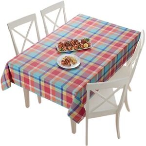Celebrate Together Summer‎ Fall Tablecloth Oblong 60 x 84 Multicolor Plaid NWT